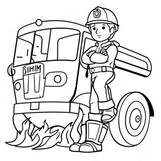 Pagina De Colorat Cu Sam Pompierul Si Camionul De Pompieri 103301 41364