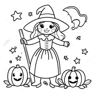 Pagini De Colorat Cu Vrăjitoare Vintage De Halloween Fermecătoare Desene De Colorat