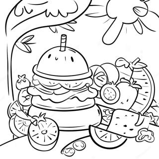 Pagina De Colorat Cu Picnic De Vara Distractiv 103842-41787