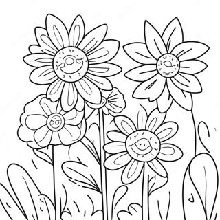 Pagina De Colorat Cu Flori Vibrante De Vara 103843-41789