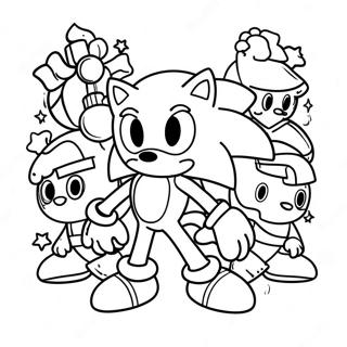 Sonic Si Prietenii In Aventura De Craciun Pagina De Colorat 104047-41943
