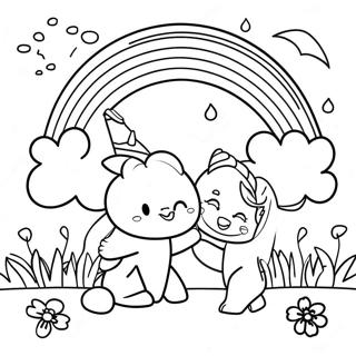 Pagini De Colorat Cu Scena Jucausa A Prietenilor Curcubeu Rosii 104382-42205