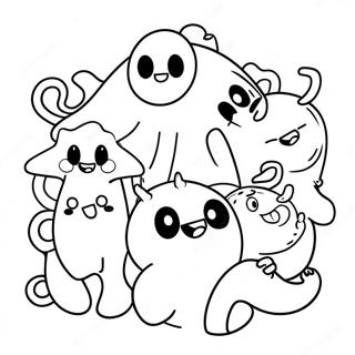 Pagina De Colorat Om Nom Fericit Cu Prietenii 104972-42661