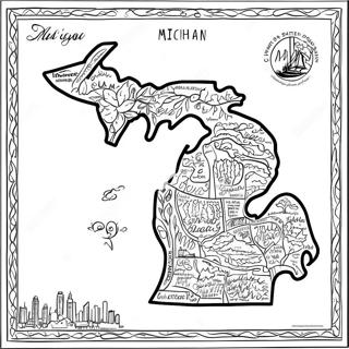 Pagina De Colorat Harta Colorata A Statului Michigan 105356 42974