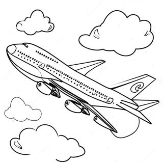 Pagini De Colorat Cu Avionul A380 Și Nori Desene De Colorat