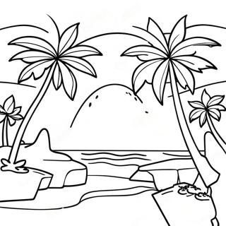 Pagina De Colorat Apusul Insulei Tropicale 105613-43169