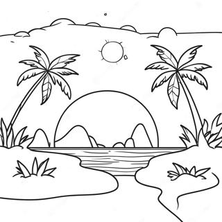 Pagina De Colorat Apusul Insulei Tropicale 105613-43170