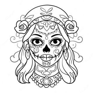 Pagini De Colorat Cu Fata Gangsta Sugar Skull Cool 106310-43710