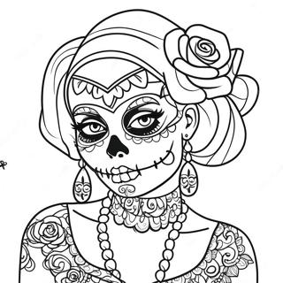 Pagini De Colorat Cu Fata Gangsta Sugar Skull Stilata 106311-43715