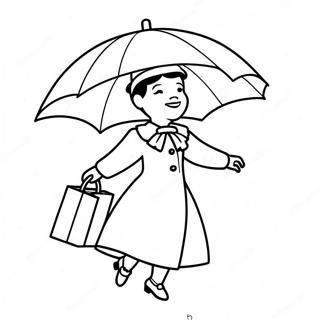 Pagina De Colorat Mary Poppins Zburand Cu Umbrela 106490-43850