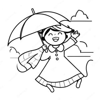 Pagina De Colorat Mary Poppins Zburand Cu Umbrela 106490-43851