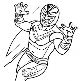Pagina De Colorat Rey Mysterio Executand O Miscare Inalta 106723-44041