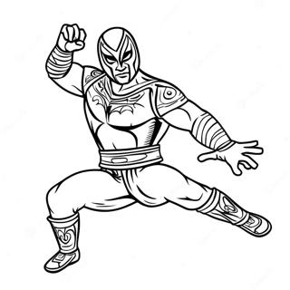 Pagina De Colorat Rey Mysterio Executand O Miscare Inalta 106723-44042