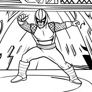 Pagina De Colorat Rey Mysterio Executand O Miscare Inalta 106723-44043