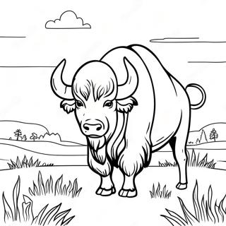 Pagina De Colorat Cu Bivolul Majestuos Intr Un Camp 107640 44756