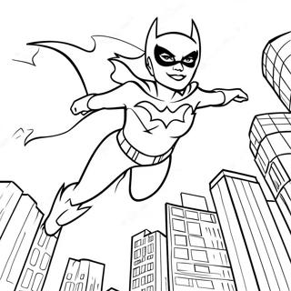 Pagina De Colorat Cu Batgirl Zburand Prin Oras 107667 44778