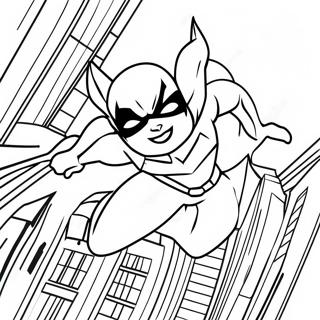 Pagina De Colorat Cu Batgirl Zburand Prin Oras 107667 44780