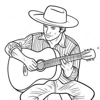 Pagina De Colorat Cu Muzician Country Care Canta La Chitara 107693-44797