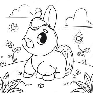 Iepuras Unicorn Jucaus In Pagina De Colorat Cu Flori 109444-46225