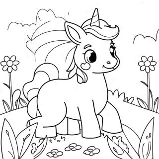 Iepuras Unicorn Jucaus In Pagina De Colorat Cu Flori 109444-46226