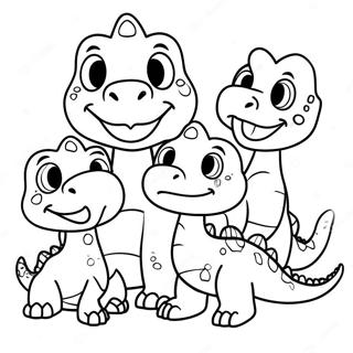 Familia De Dinozauri Prietenosi Desene De Colorat 109650-46386