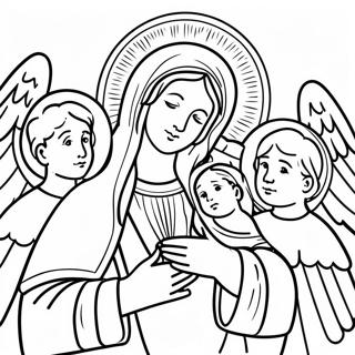 Pagini De Colorat Cu Fecioara Maria Inconjurata De Ingeri 110423-46986