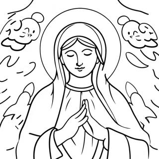 Pagini De Colorat Cu Fecioara Maria Inconjurata De Ingeri 110423 46987