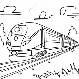 Pagini De Colorat Cu Un Tren Rapid Care Trece Prin Peisaj 11066 1950