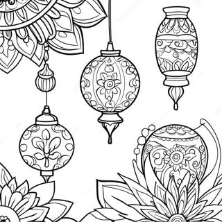 Pagina De Colorat Felinare Colorate De Diwali 110934-47382