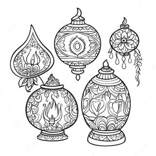 Pagina De Colorat Felinare Colorate De Diwali 110934-47384