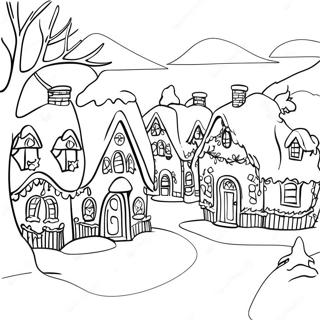 Pagina De Colorat Satul De Craciun Inzapezit 112498 48627
