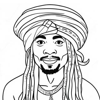 Pagina De Colorat Cu Barbatul Rasta Jamaican Cu Dreadlocks 114274-50134