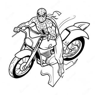 Pagina De Colorat Cu Spiderman Calarind O Motocicleta Rapida 114374-50202