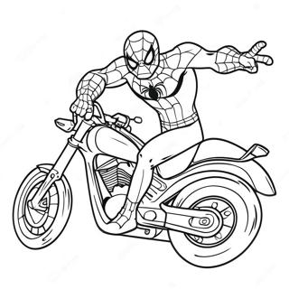 Pagina De Colorat Cu Spiderman Pe O Motocicleta Cool 114375-50207