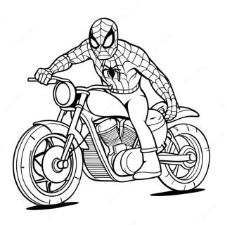 Pagina De Colorat Cu Spiderman Pe O Motocicleta Cool 114375-50208