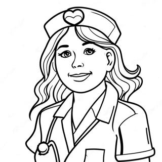 Pagina De Colorat Cu O Asistenta Curajoasa Cu Stetoscop 114762 50505