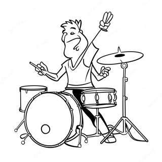 Pagina De Colorat Cu Tobosarul In Actiune Din Formatia Rock 114814 50546