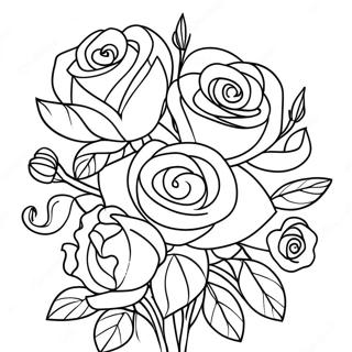 Pagina De Colorat Buchet Elegant De Trandafiri 115331 50946