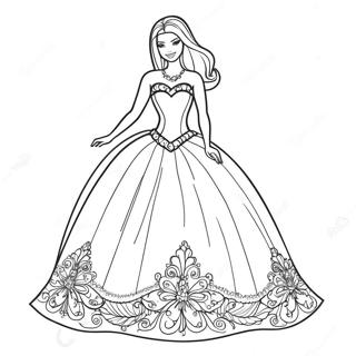 Pagina De Colorat Printesa Barbie Intr O Rochie Stralucitoare 116207-51628