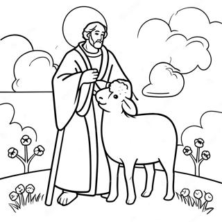Pagina De Colorat Pastorul Bun Ingrijind In Pasune 116441-51805