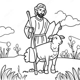 Pagina De Colorat Pastorul Bun Ingrijind In Pasune 116441-51969