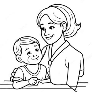 Pagina De Colorat Cu Mama Grijulie Ajutand Copilul 116517-52031