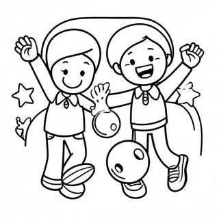 Pagina De Colorat Cu Copii Fericiti La Bowling 117186-52546