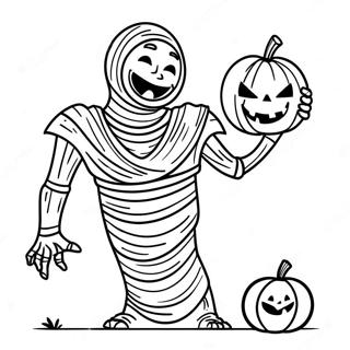 Pagini De Colorat Cu Mumie Tinand O Dovleac 117367 52689