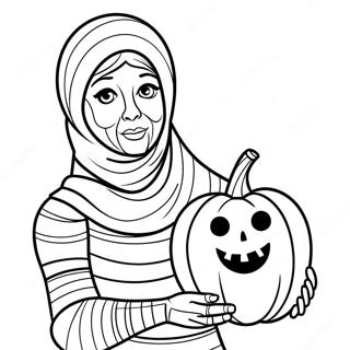 Pagini De Colorat Cu Mumie Tinand O Dovleac 117367 52690