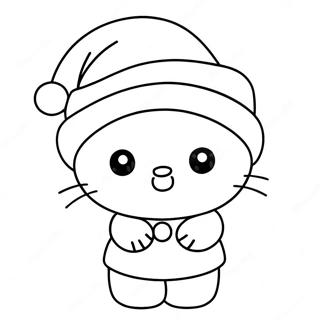 Pagina De Colorat Hello Kitty Dragut Cu Palarie De Mos Craciun 118217-53333
