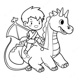 Pagini De Colorat Cu Baiat Anime Calarind Un Dragon 119040-54099