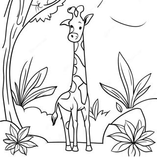 Pagini De Colorat Cu Girafa Eleganta Mancand Frunze 119529-54479