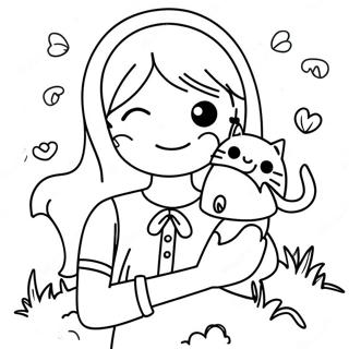 Pagina De Colorat Fetita Fermecatoare Cu O Pisica 119605-54534