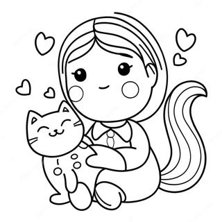 Pagina De Colorat Fetita Fermecatoare Cu O Pisica 119605-54535